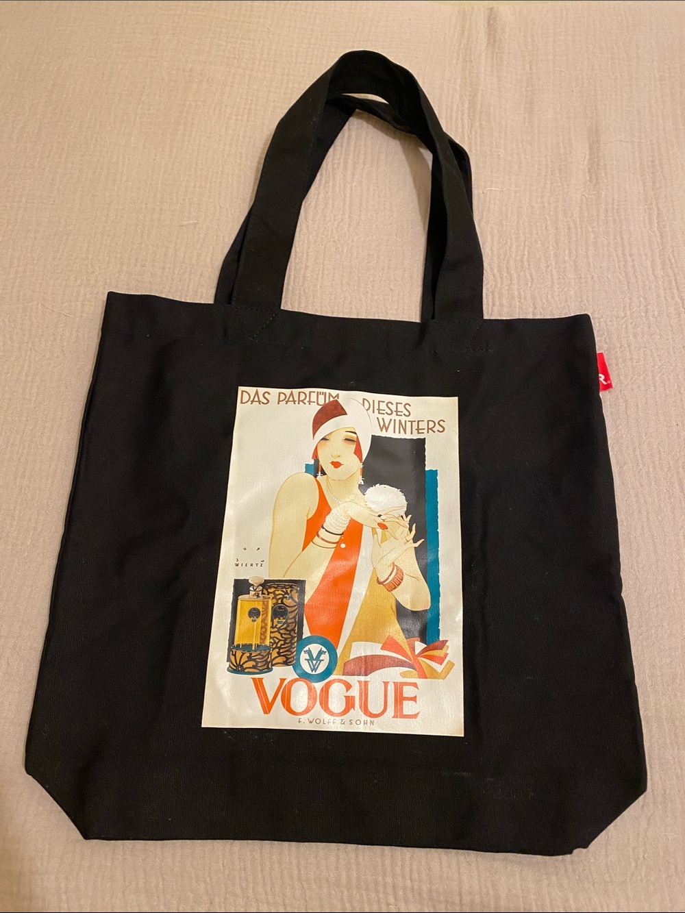 Vogue Graphic Black Canvas Tote Bag